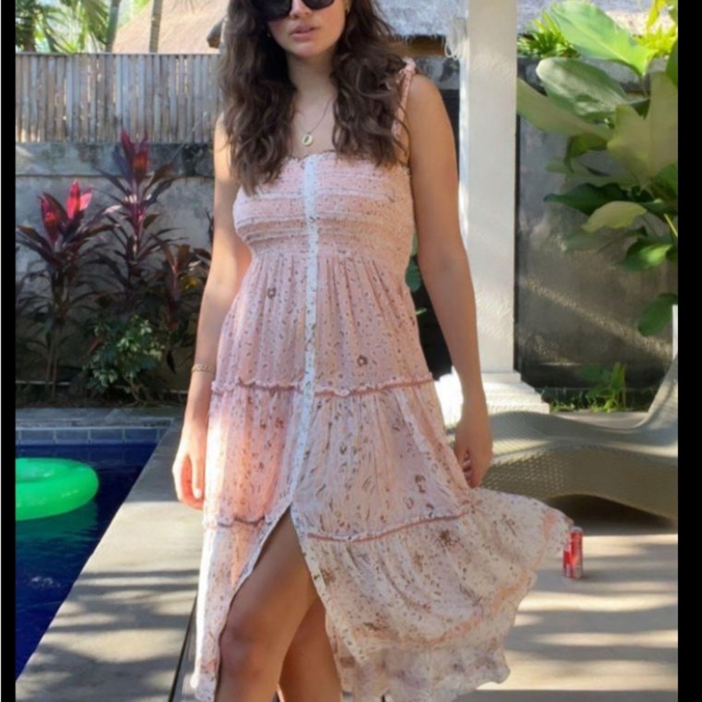 Poupette St. Barth Light Pink High Low Strapless Dress